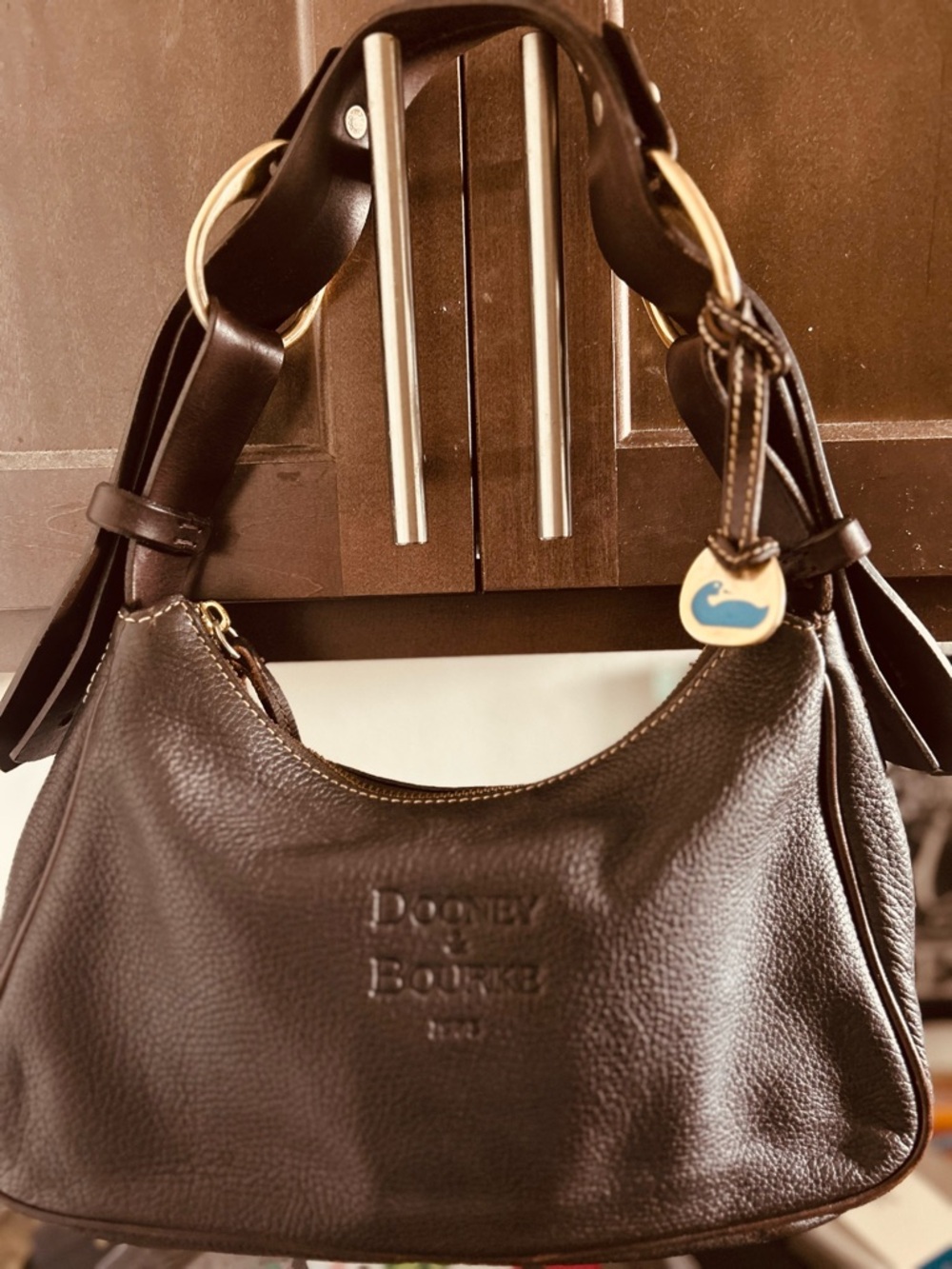 Dooney & Bourke Chocolate Brown Pebbled Leather Shoulder Bag